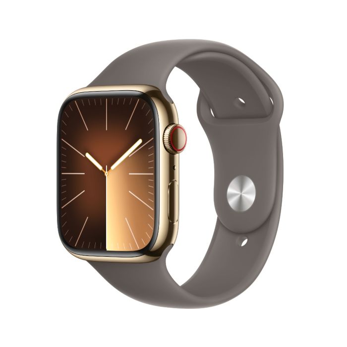 שעון אפל Apple Watch Series 9 GPS + Cellular 45mm Gold Stainless Steel Clay Sport Band M/L MRMT3QI/A