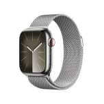 שעון אפל Apple Watch Series 9 GPS + Cellular 41mm Silver Stainless Steel Silver Milanese Loop MRJ43QI/A