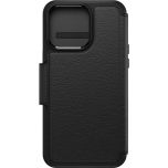 כיסוי עור שחור MagSafe לאייפון 15 פרו מקס , OtterBox Black leather Strada MagSafe Case for iPhone 15 Pro Max