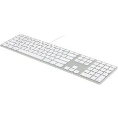 מקלדת חוטית תואמת אפל מק עברית - אנגלית Matias Aluminum Wired Keyboard for Mac - Silver US Layout 