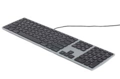 מקלדת חוטית תואמת אפל מק ערבית - עברית - אנגלית Matias Aluminum Wired Keyboard for Mac - Space Gray Arabic US Layout 
