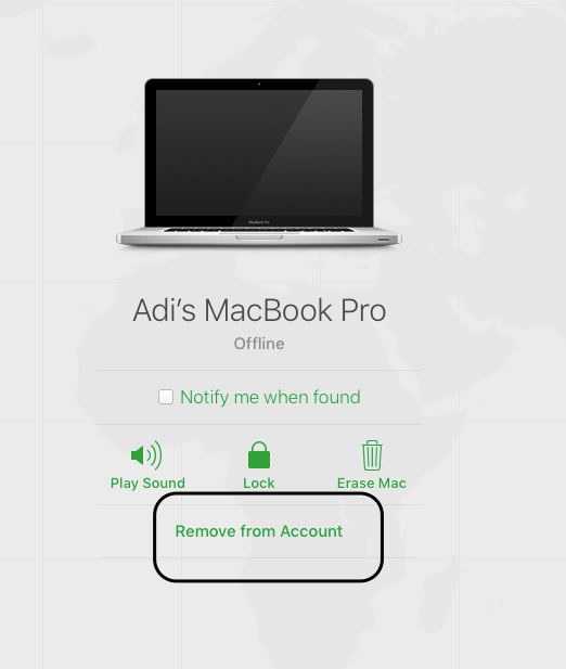 find my mac remove from my account